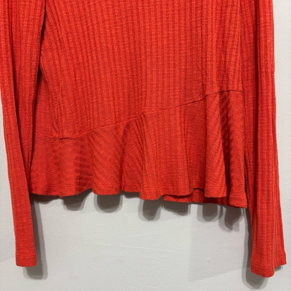 Anthropologie Vibrant Orange, Cowl Neck Long Sleeve  Shirt - Picture 2 of 4